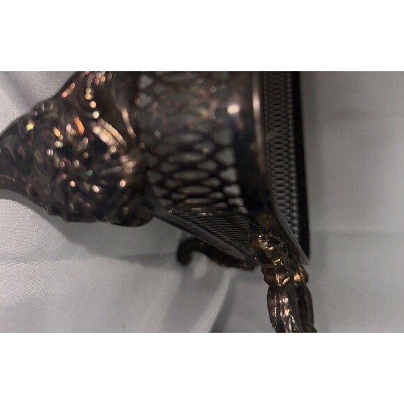 Vintage Silver Plated Footed Casserole Dish Holder Serving Tray 14.5 x 9.5 in - Picture 7 of 10